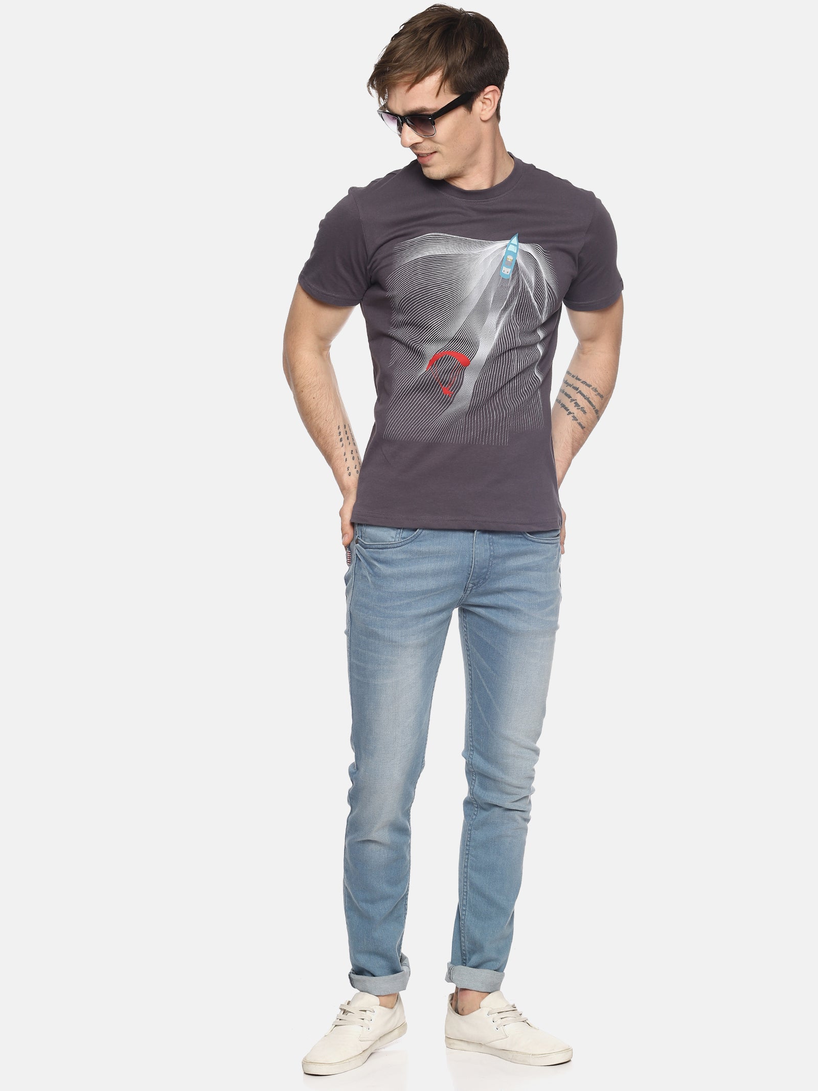 Wolfpack Men Dark Grey Printed T-Shirt Wolfpack