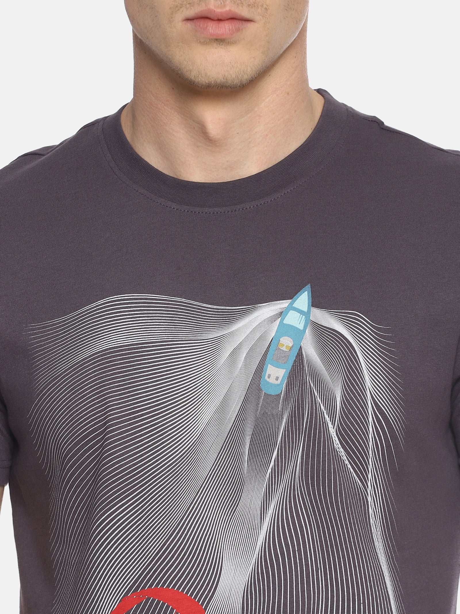 Wolfpack Men Dark Grey Printed T-Shirt Wolfpack