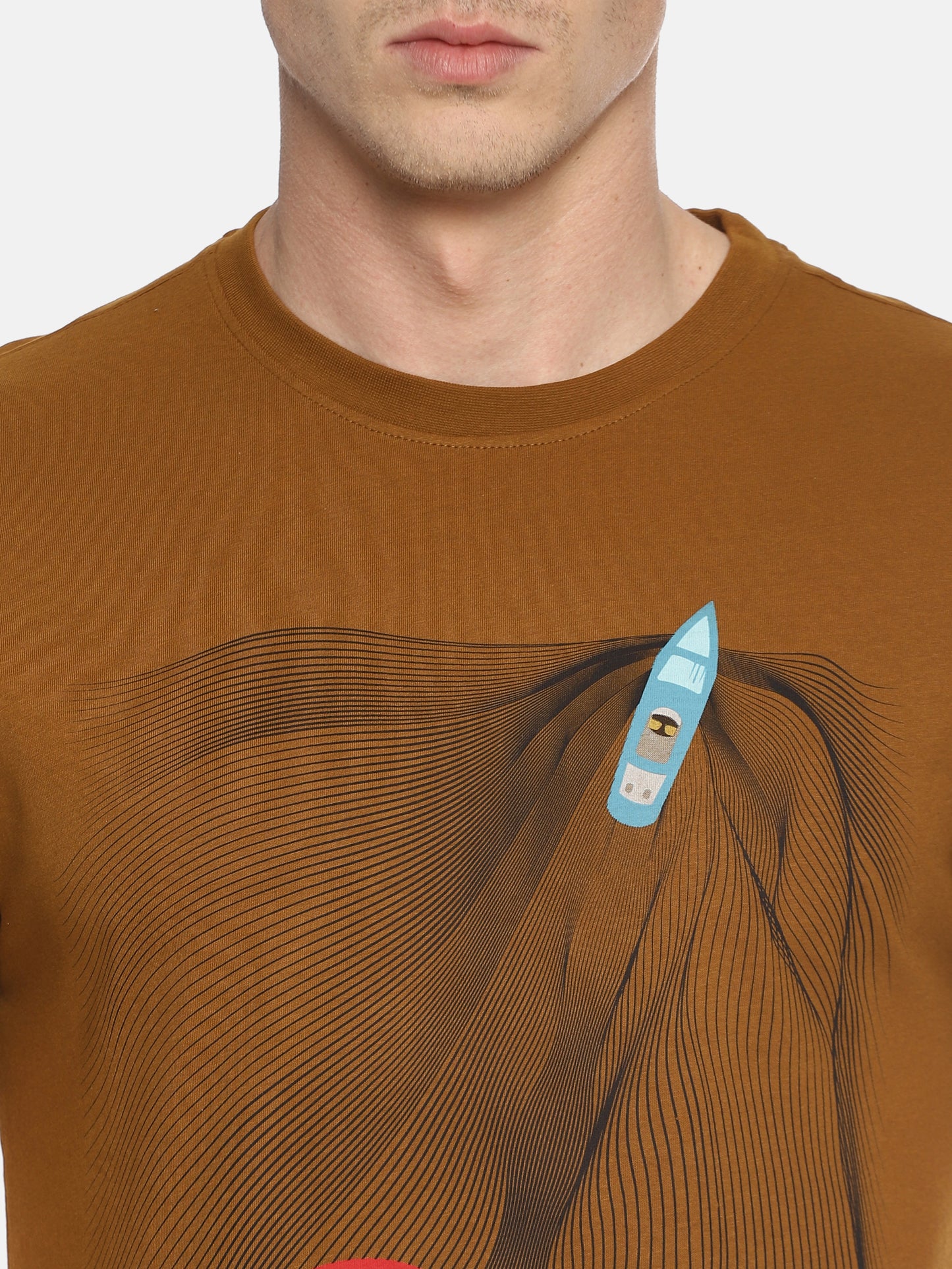 Wolfpack Men Brown Printed T-Shirt Wolfpack