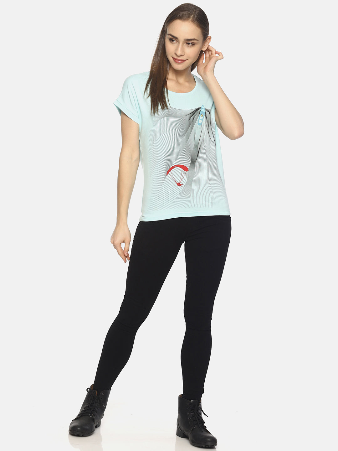 Wolfpack Women Mint Printed T-Shirt Wolfpack