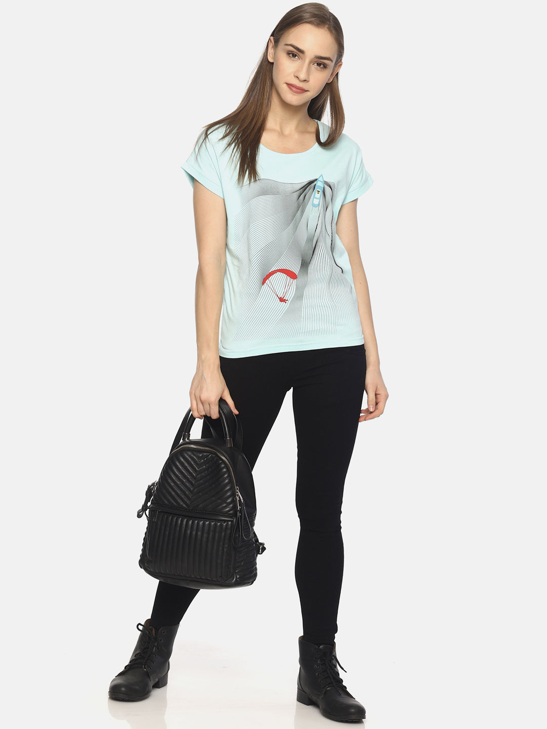 Wolfpack Women Mint Printed T-Shirt Wolfpack