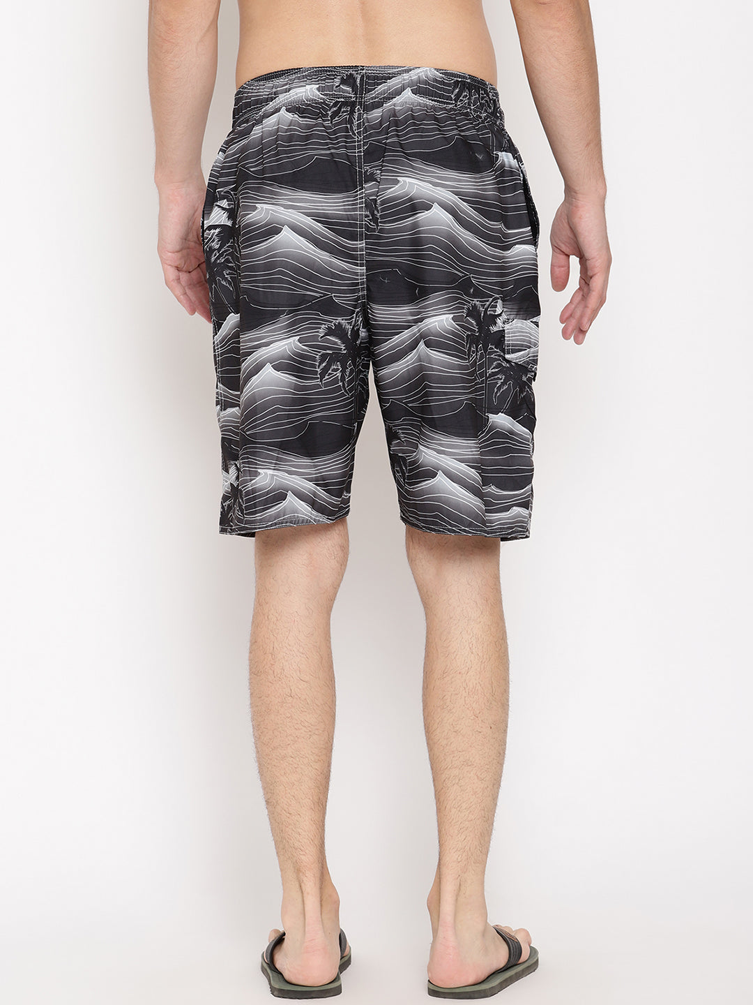 Wolfpack Men Black Coconut Print Swim Shorts Wolfpack