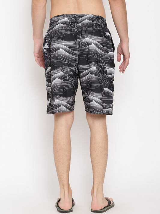 Wolfpack Men Black Coconut Print Swim Shorts Wolfpack
