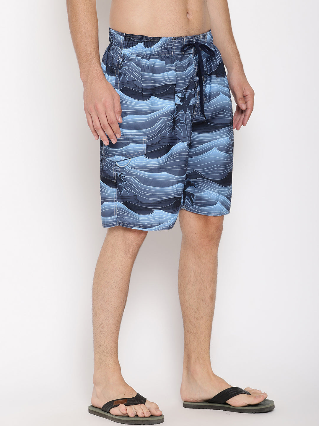 Wolfpack Men Blue Coconut Print Swim Shorts Wolfpack
