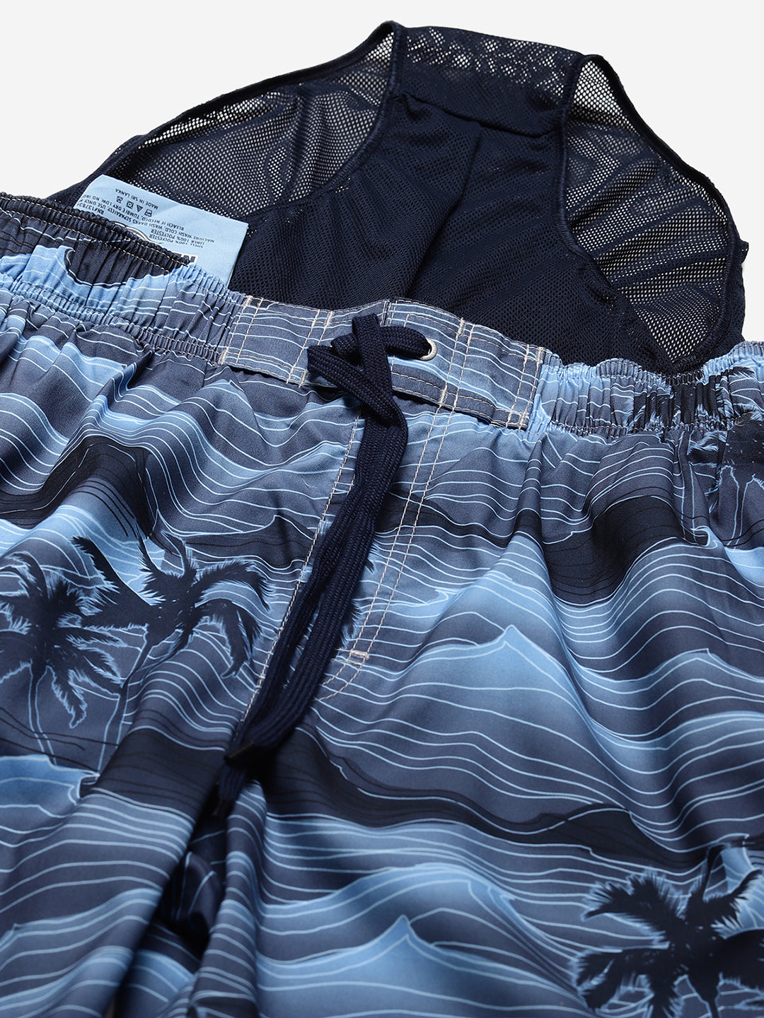 Wolfpack Men Blue Coconut Print Swim Shorts Wolfpack