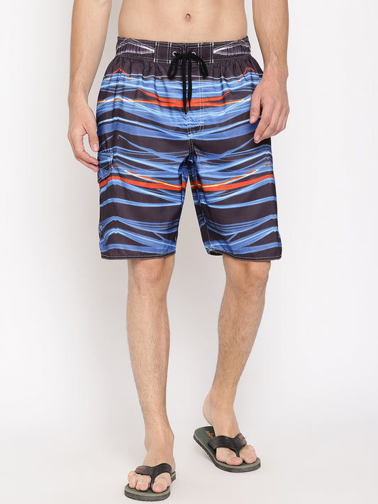 Wolfpack Men Blue with Black Print Swim Shorts Wolfpack