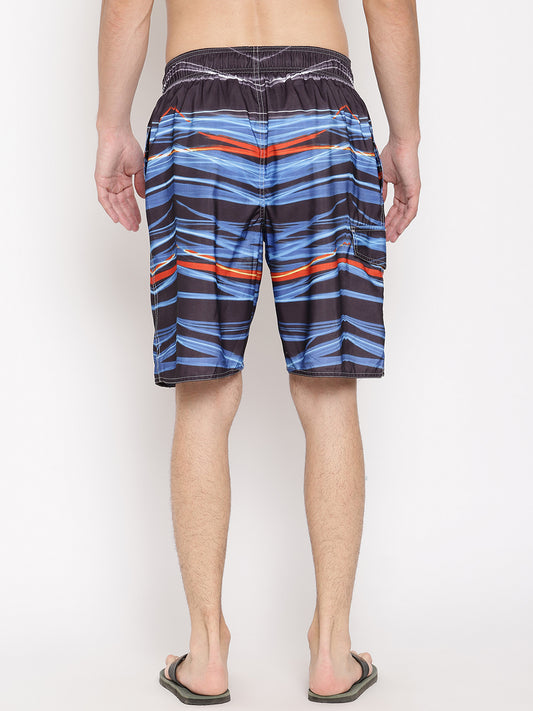 Wolfpack Men Blue with Black Print Swim Shorts Wolfpack