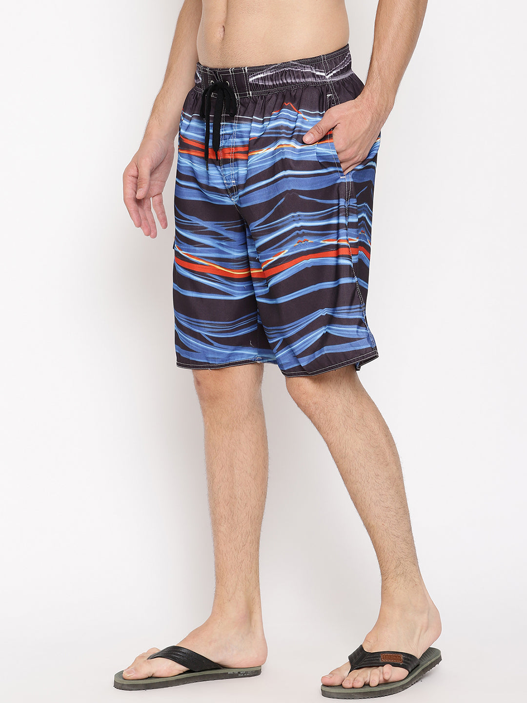 Wolfpack Men Blue with Black Print Swim Shorts Wolfpack