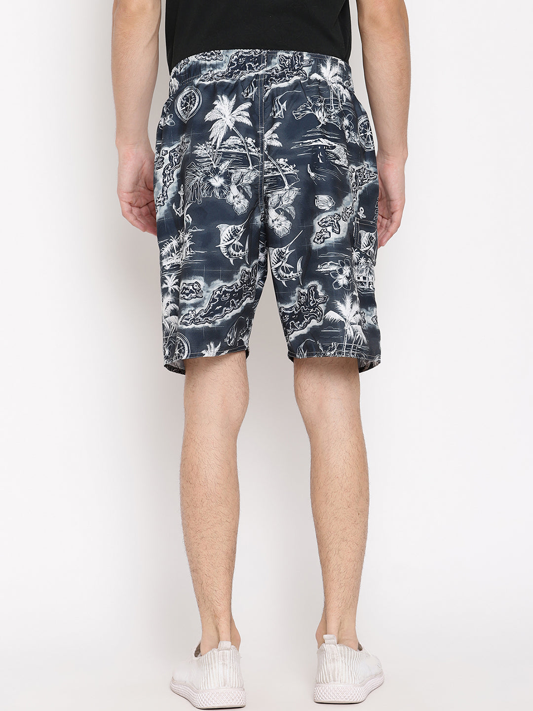 Wolfpack Men Black Compass Print Swim Shorts Wolfpack