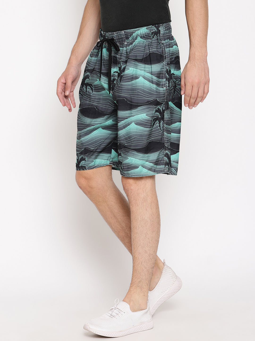 Wolfpack Men Green Coconut Print Swim Shorts Wolfpack
