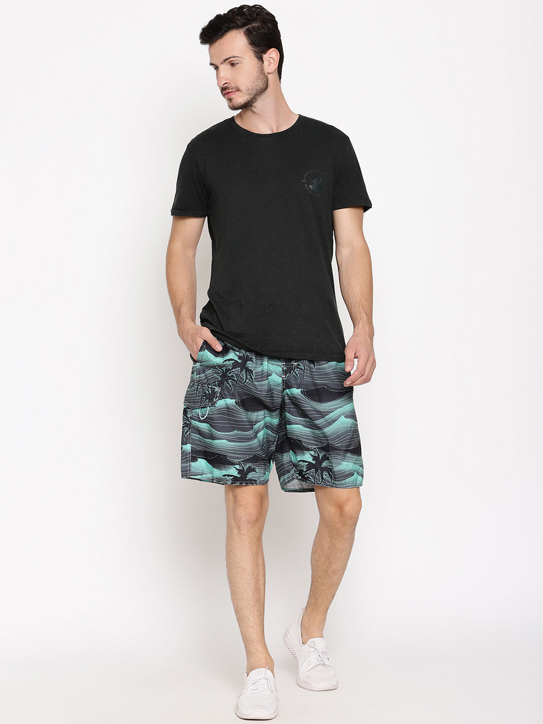 Wolfpack Men Green Coconut Print Swim Shorts Wolfpack