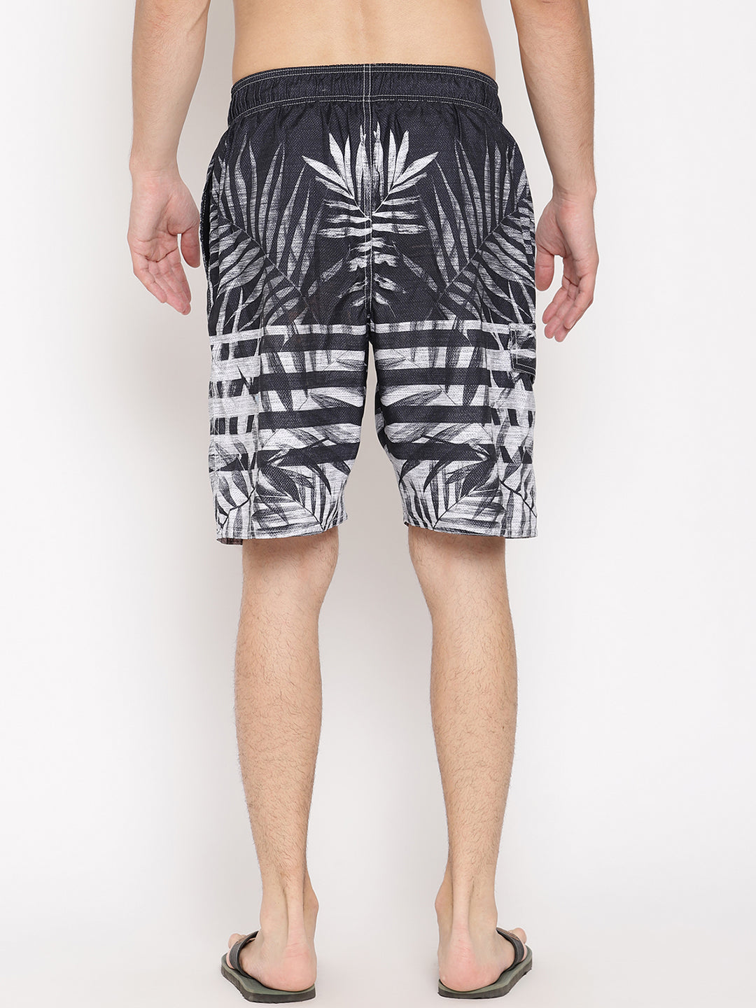 Wolfpack Men Grey Leaf Print Swim Shorts Wolfpack
