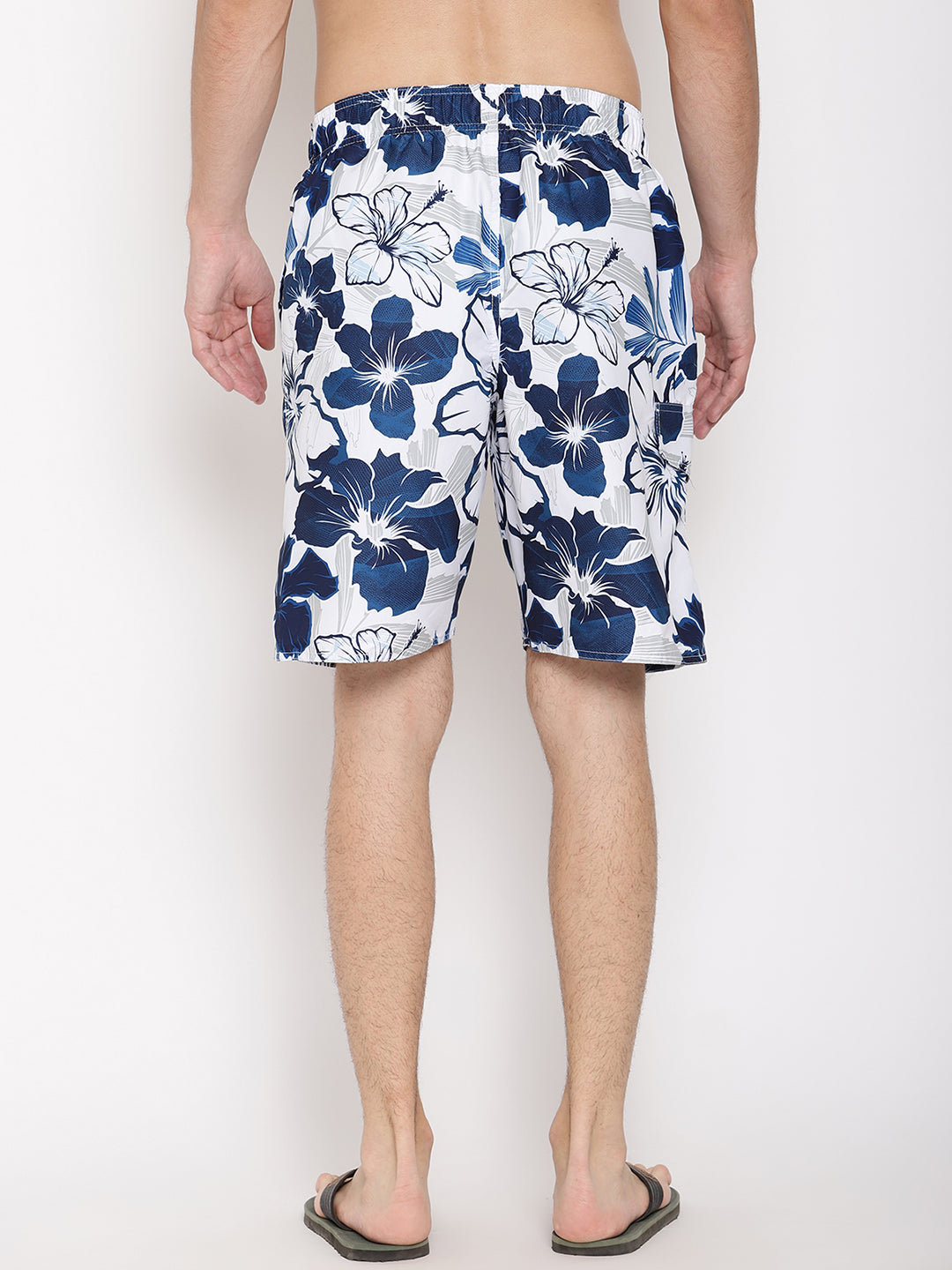 Wolfpack Men White Flower Print Swim Shorts Wolfpack
