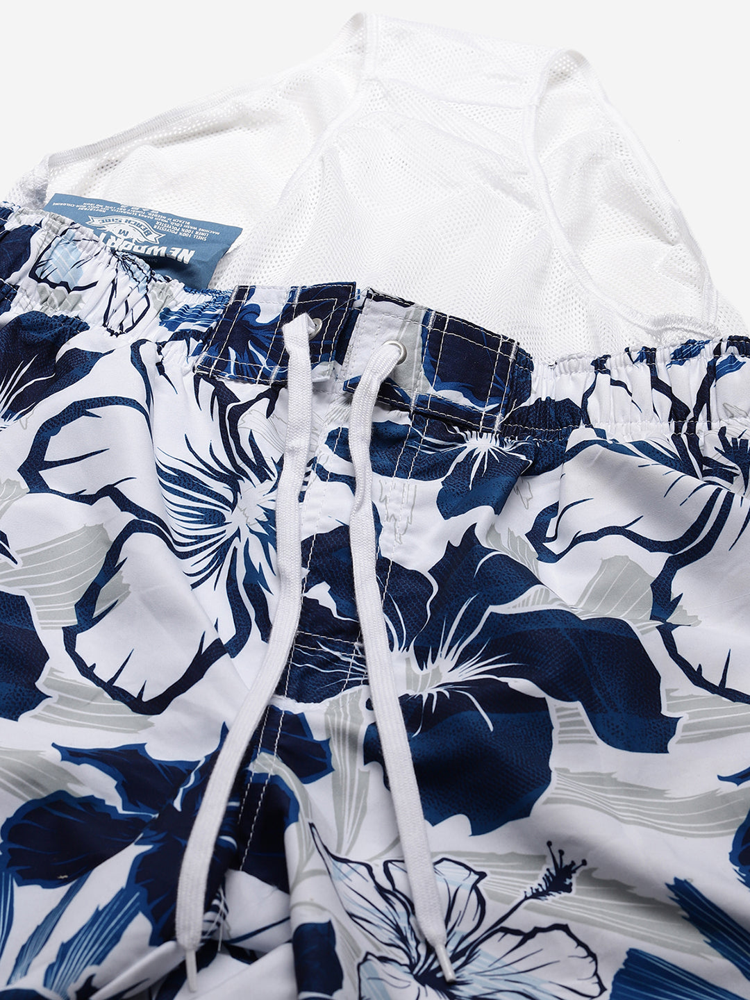 Wolfpack Men White Flower Print Swim Shorts Wolfpack