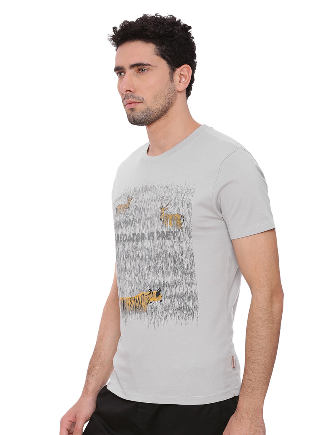 Wolfpack Men Light Grey Printed T-Shirt Wolfpack