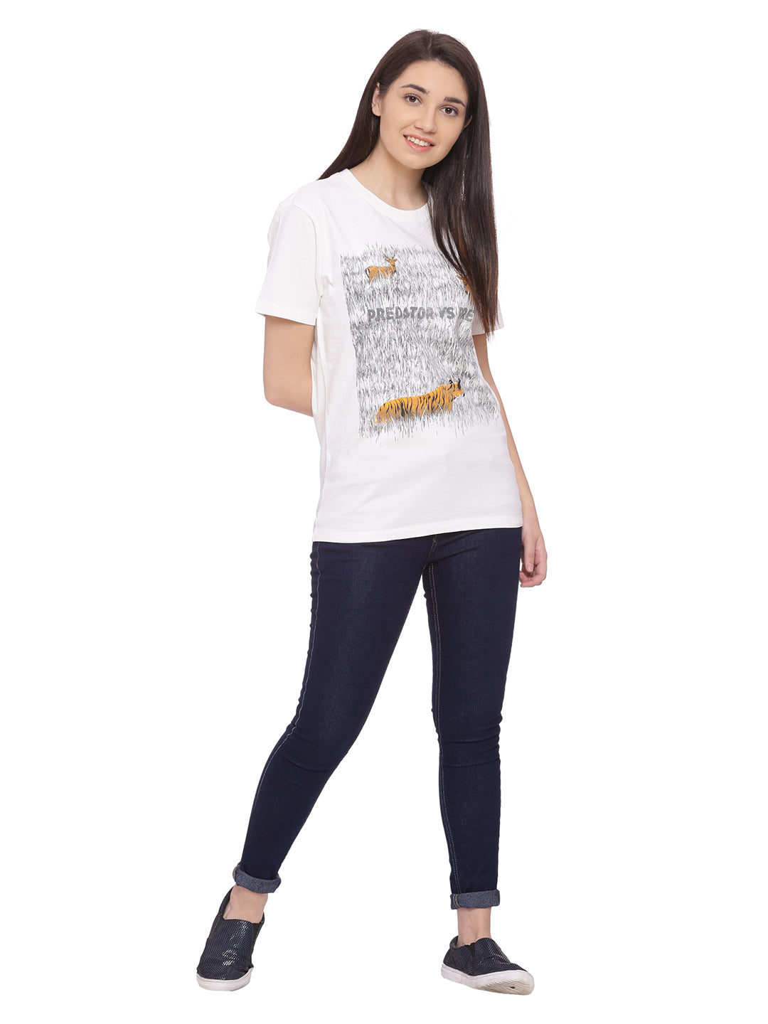 Wolfpack Women Off White Printed T-Shirt Wolfpack