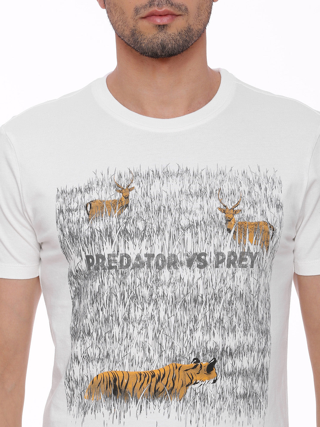 Wolfpack Men Off White Printed T-Shirt Wolfpack