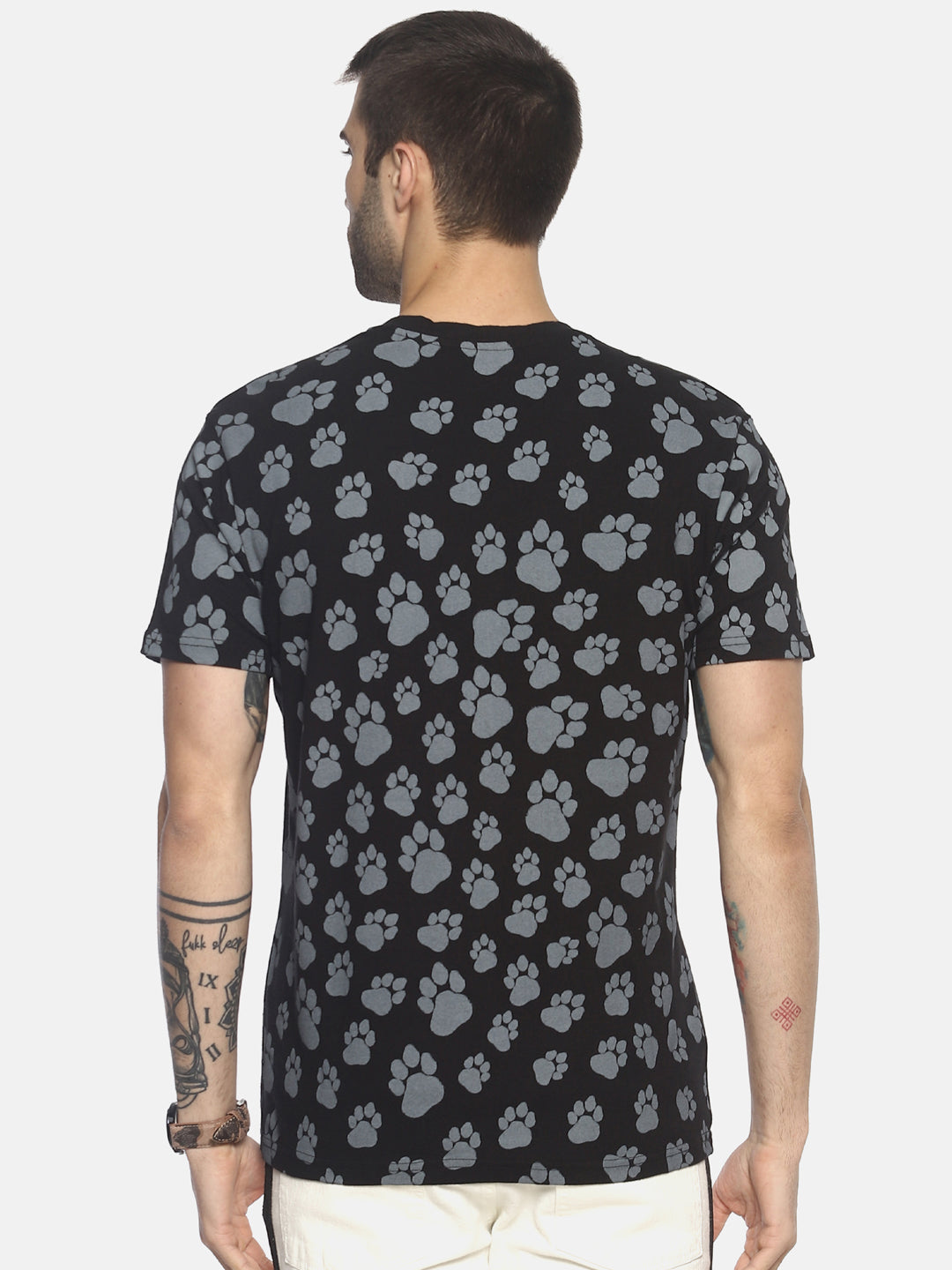 Wolfpack Men V Neck Black Printed T-Shirt Wolfpack