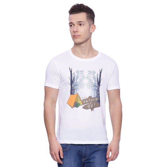 Wolfpack Men White Polyester Printed T-Shirt Wolfpack