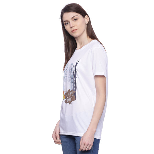 Wolfpack Women Rather Be Out White Printed T-Shirt Wolfpack