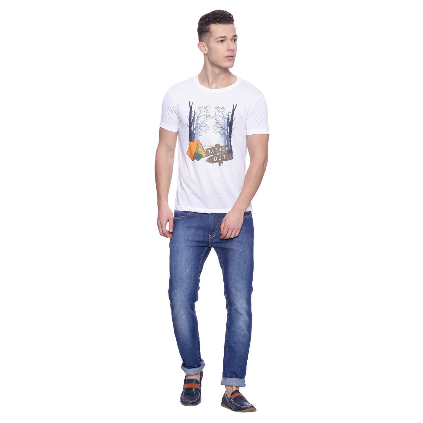 Wolfpack Men White Polyester Printed T-Shirt Wolfpack