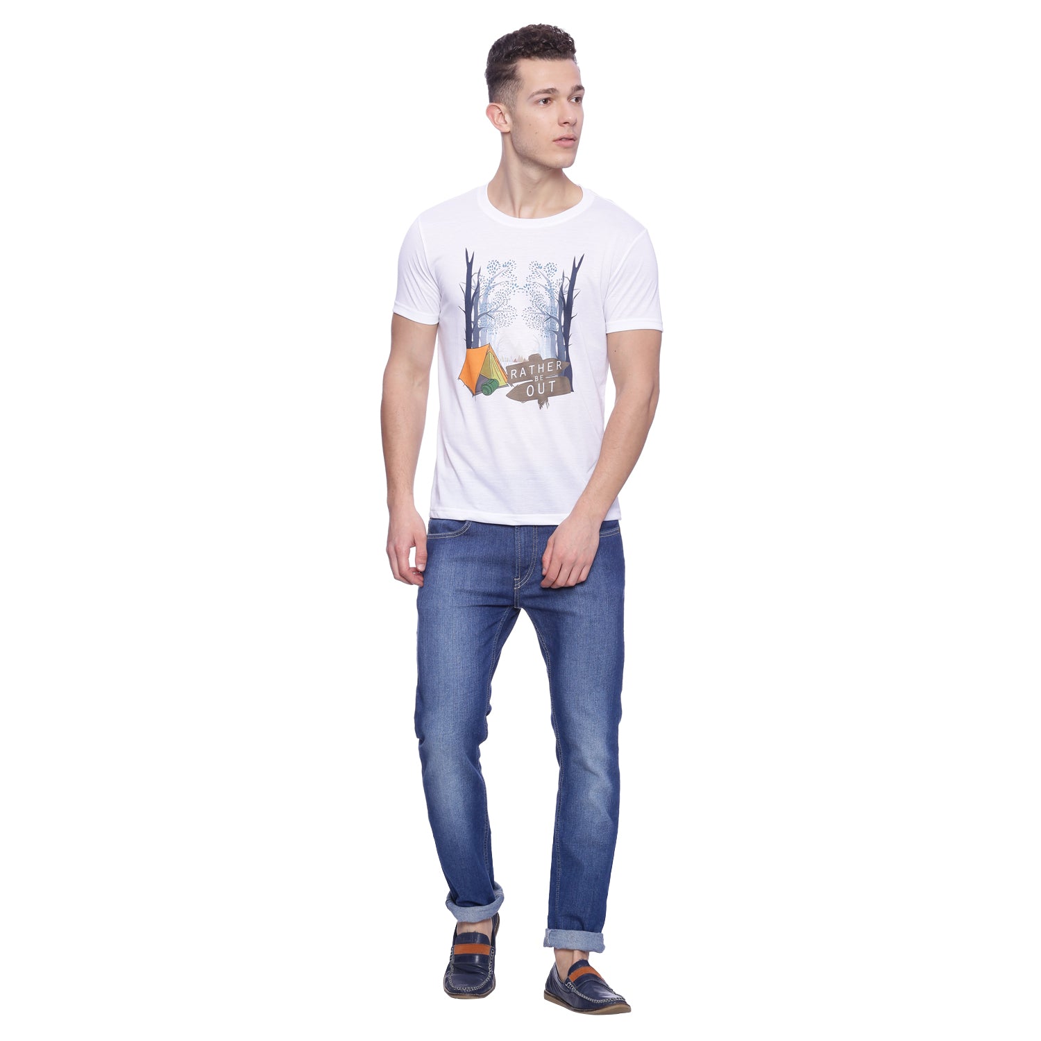 Wolfpack Men White Polyester Printed T-Shirt Wolfpack