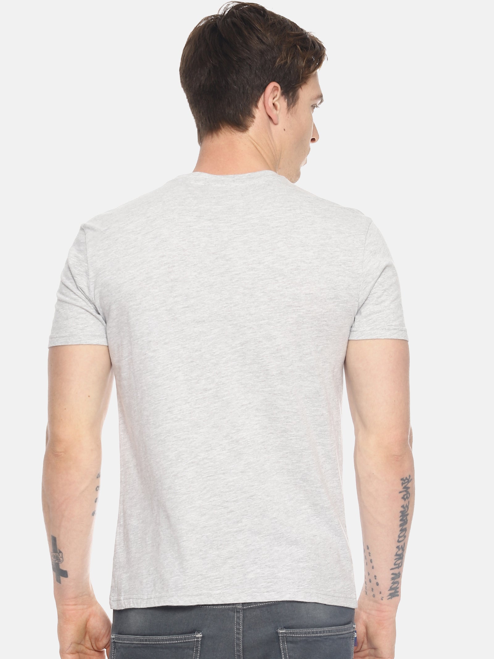Wolfpack Men Grey Mélange Printed T-shirt Wolfpack