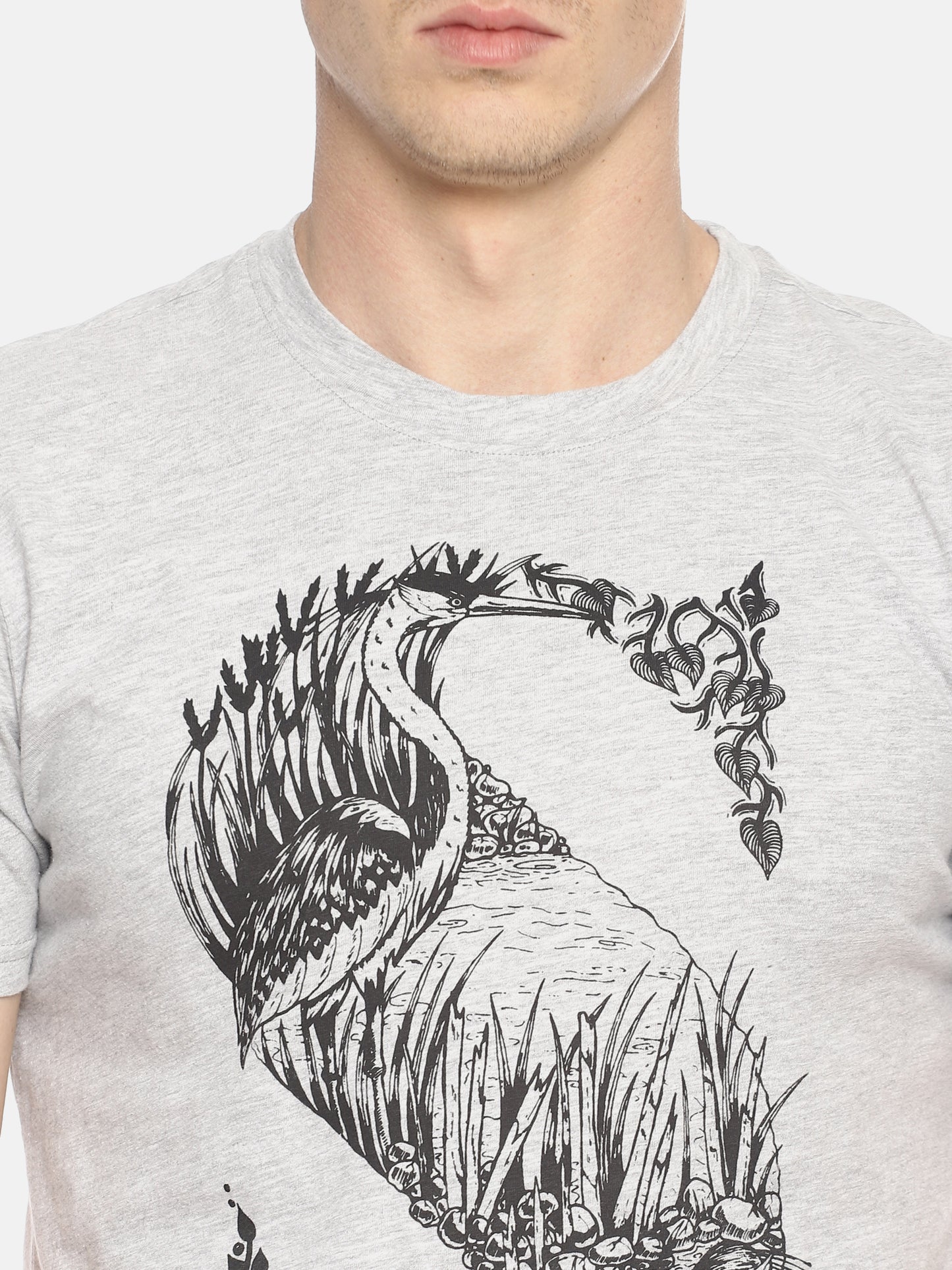 Wolfpack Men Grey Mélange Printed T-shirt Wolfpack
