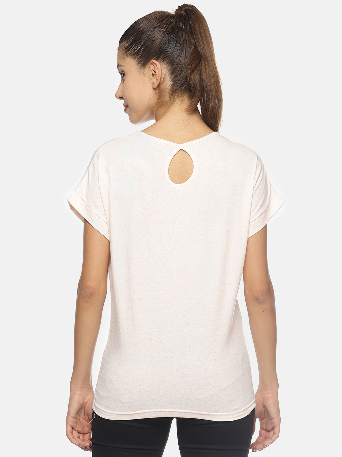 Wolfpack Women Pink Mélange Printed T-Shirt Wolfpack