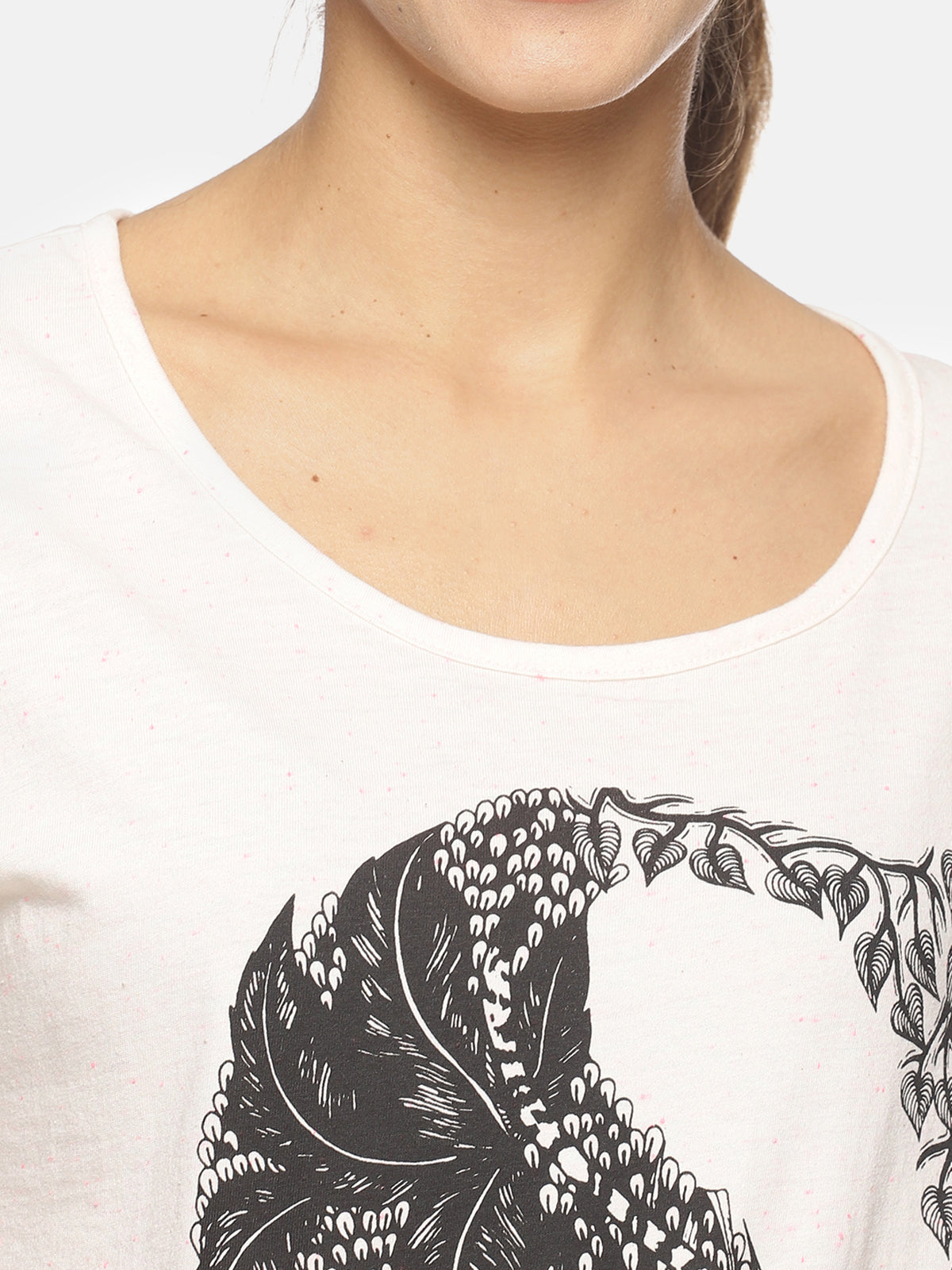 Wolfpack Women Pink Mélange Printed T-Shirt Wolfpack