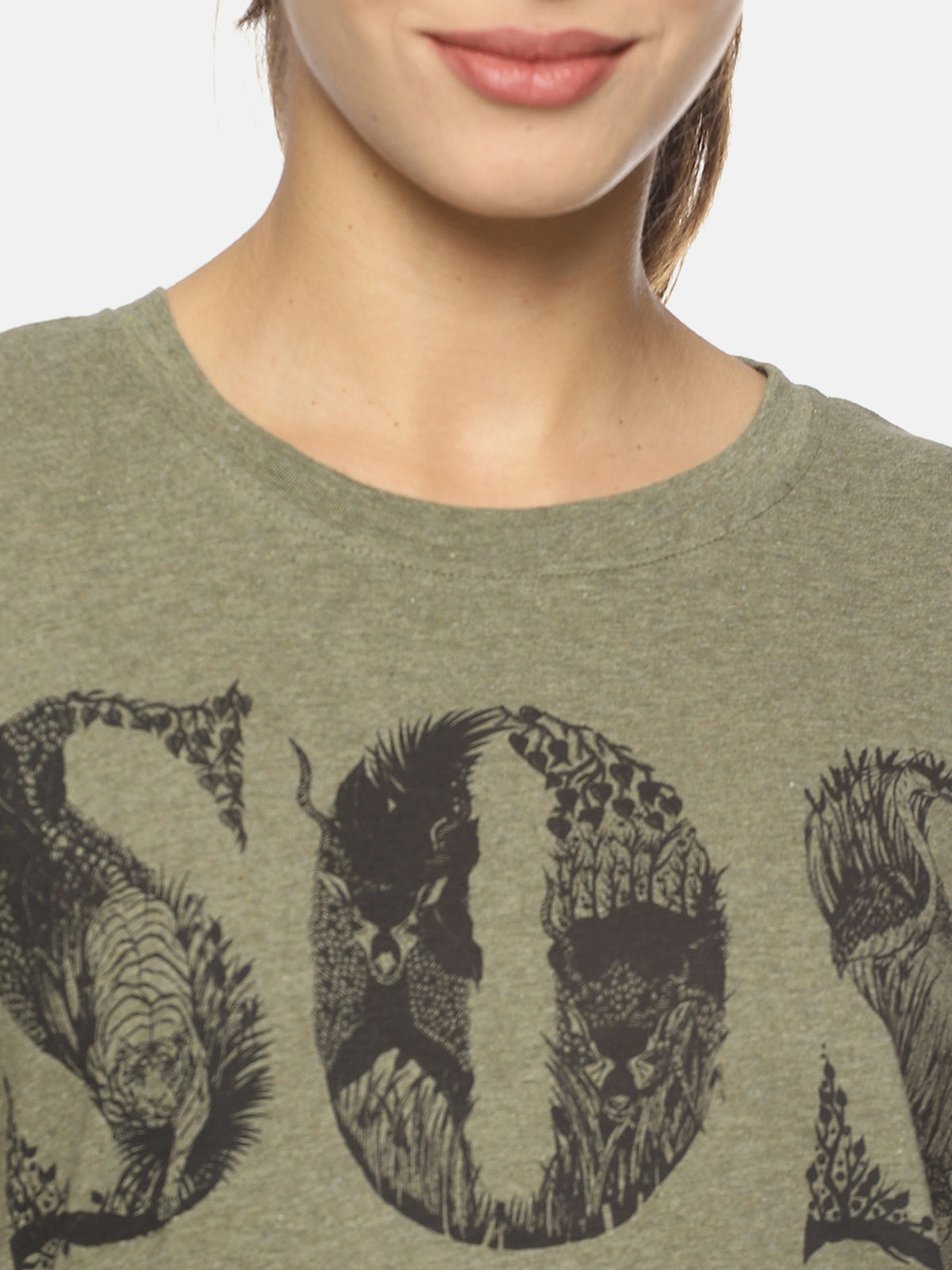 Wolfpack Women Light Green Printed T-Shirt Wolfpack