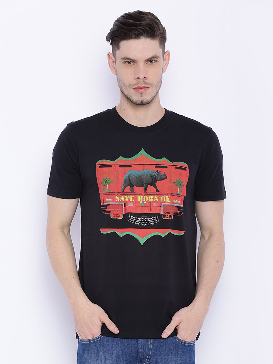 Wolfpack Men Black Printed T-Shirt Wolfpack