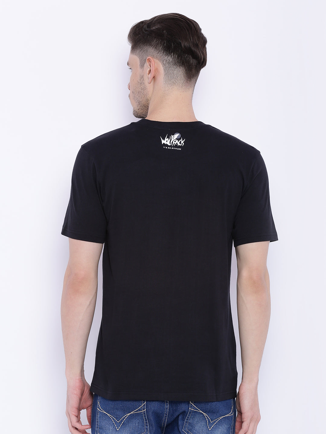 Wolfpack Men Black Printed T-Shirt Wolfpack