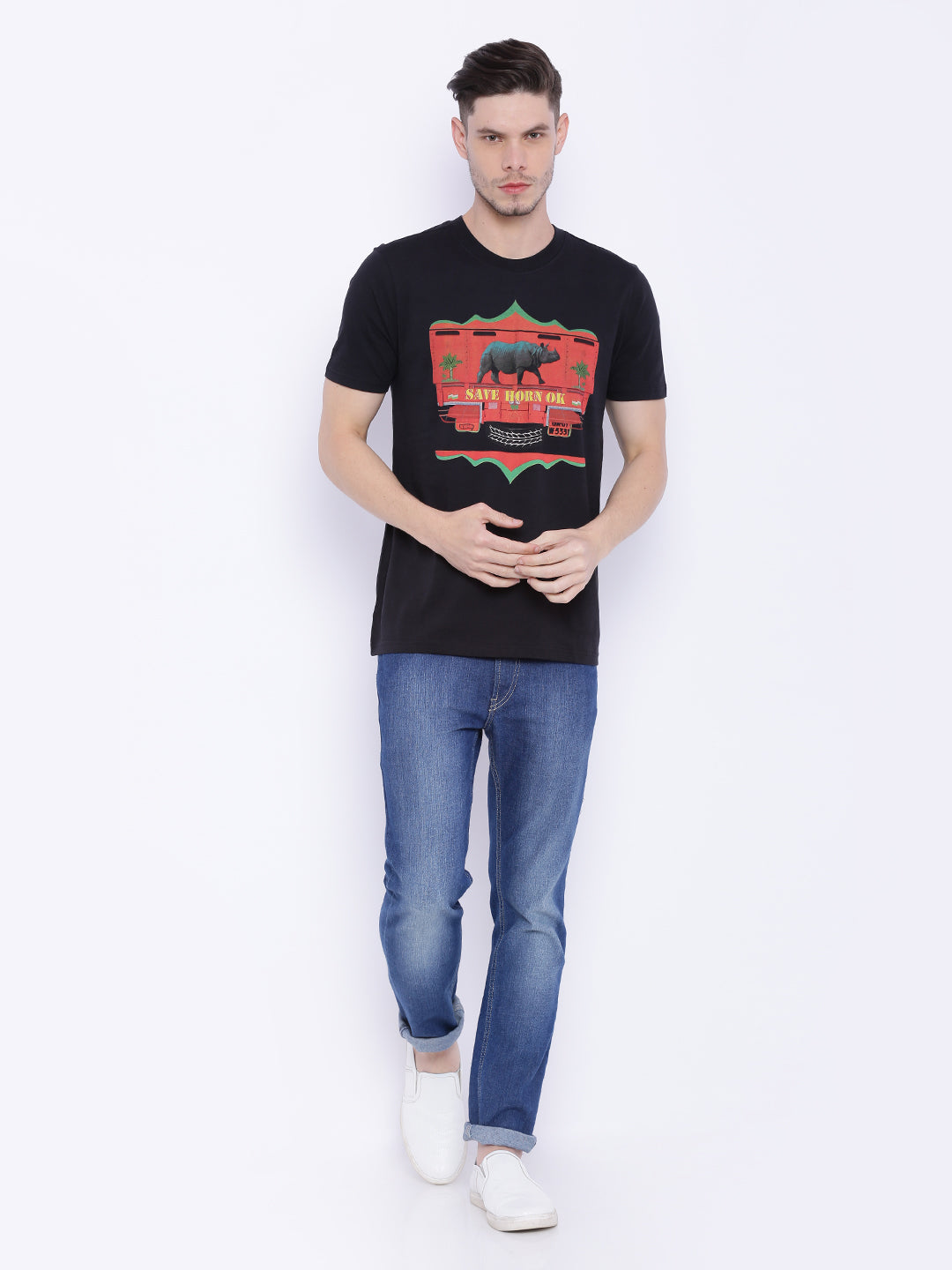 Wolfpack Men Black Printed T-Shirt Wolfpack