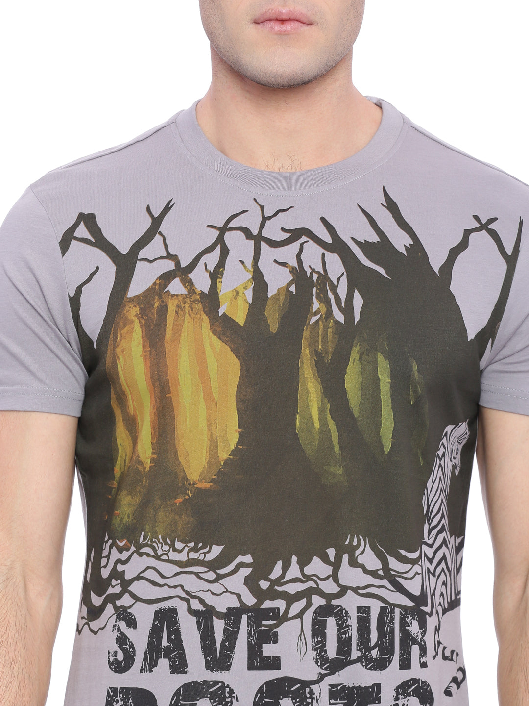 Wolfpack Men Grey Printed T-Shirt Wolfpack