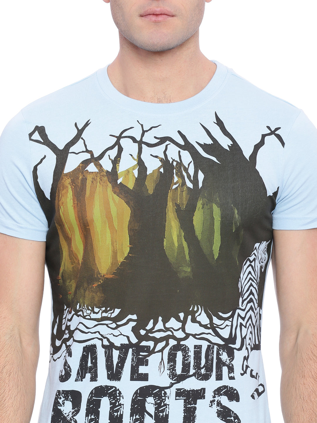 Wolfpack Men Light Blue Printed T-Shirt Wolfpack