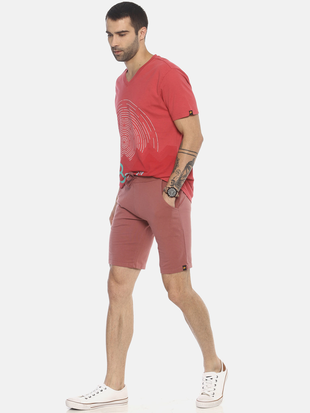 Wolfpack Men Dark Coral Solid Shorts Wolfpack