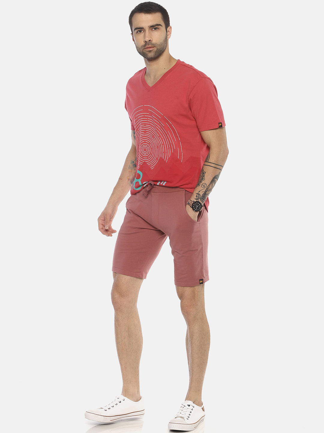 Wolfpack Men Dark Coral Solid Shorts Wolfpack
