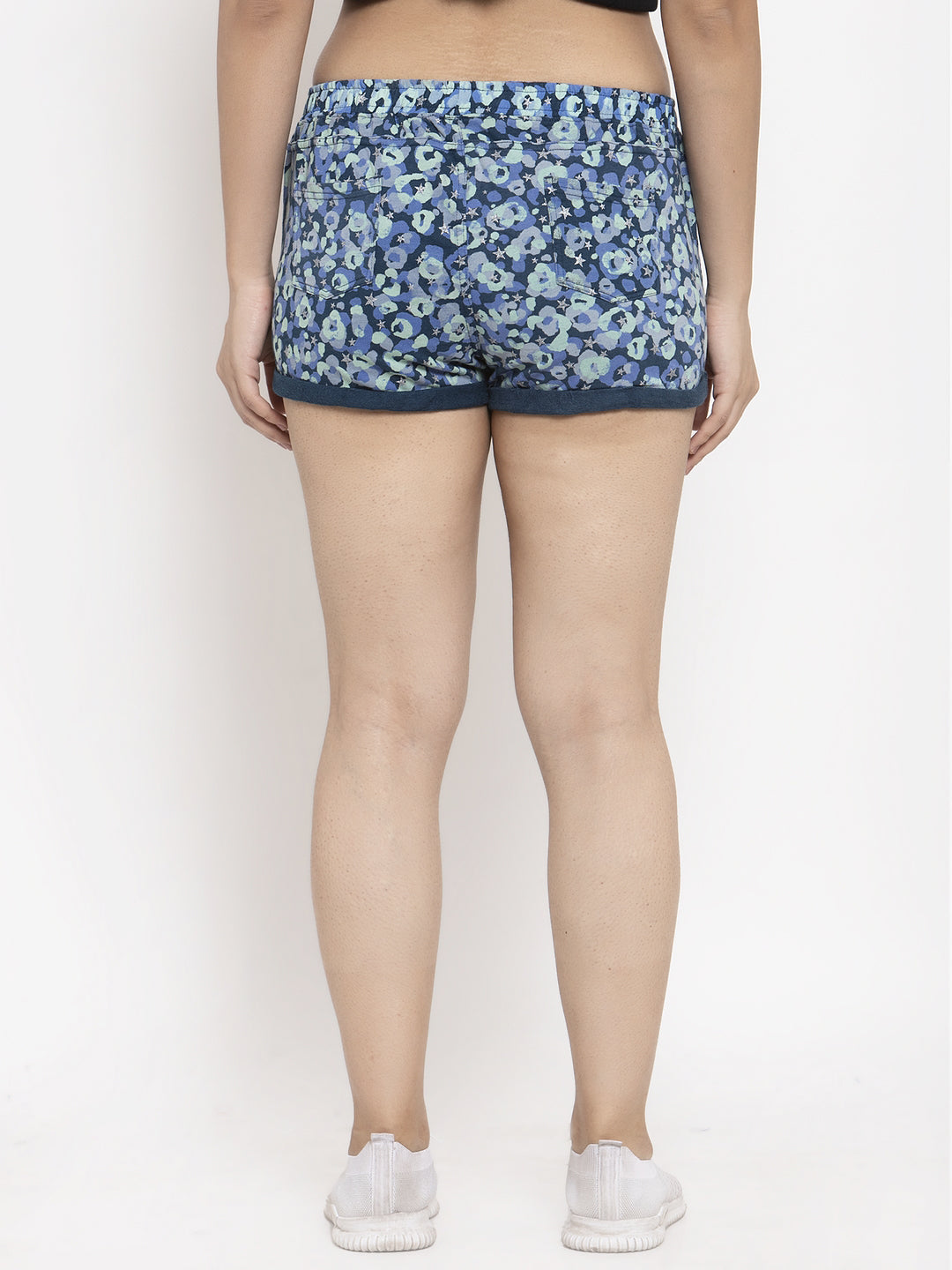 Wolfpack Women Blue Printed Shorts Wolfpack