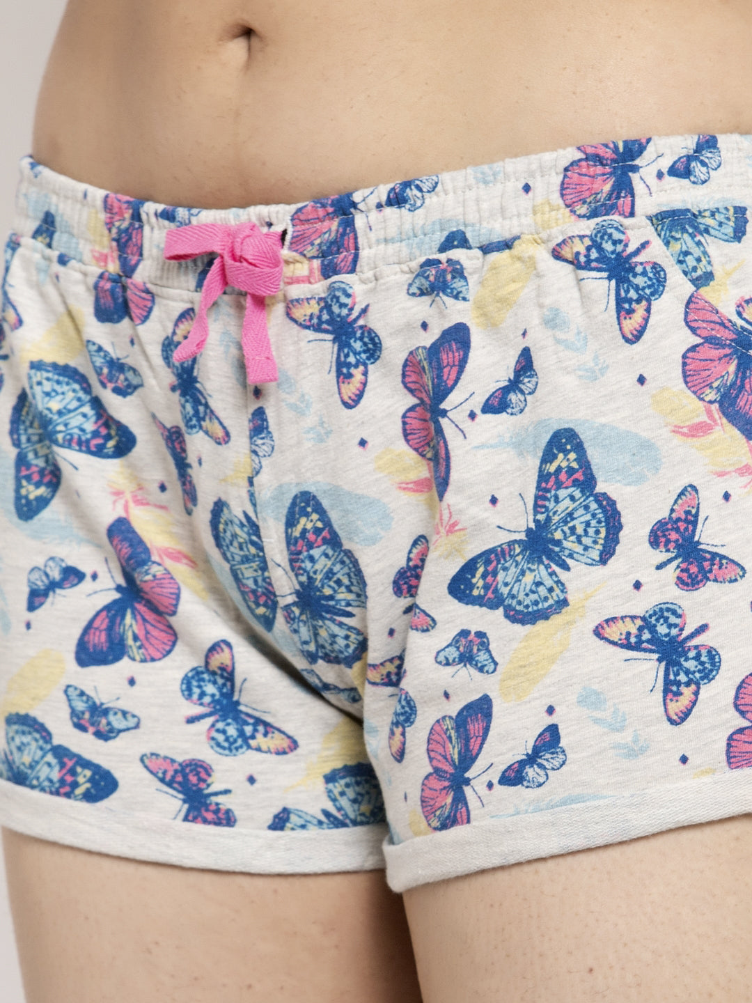 Wolfpack Women Butterfly Print Blue Grey Shorts Wolfpack