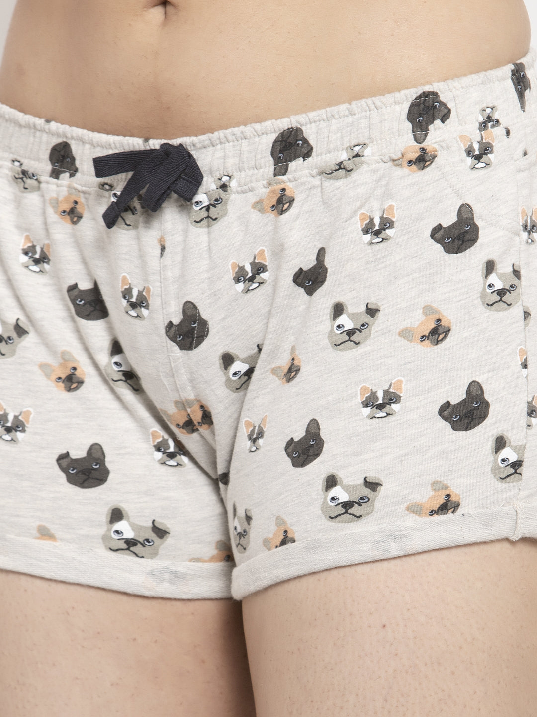 Wolfpack Women Grey Brown Printed Shorts Wolfpack