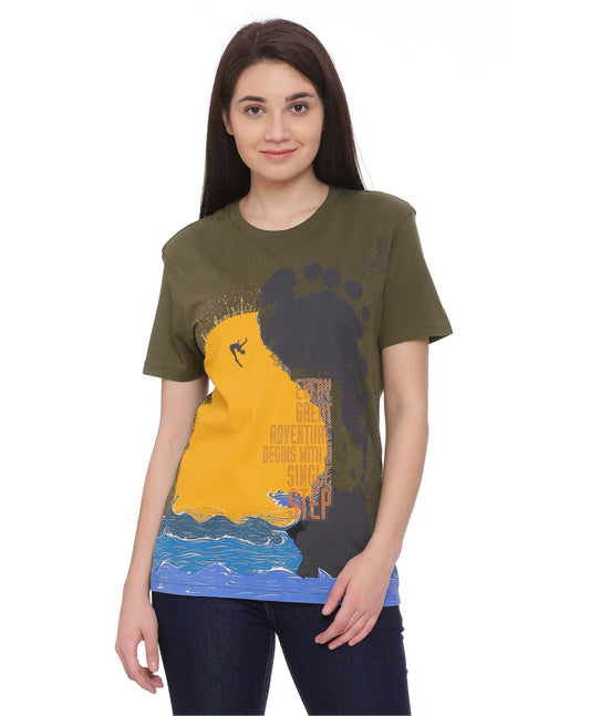 Wolfpack Women Single Step Green Printed T-Shirt Wolfpack