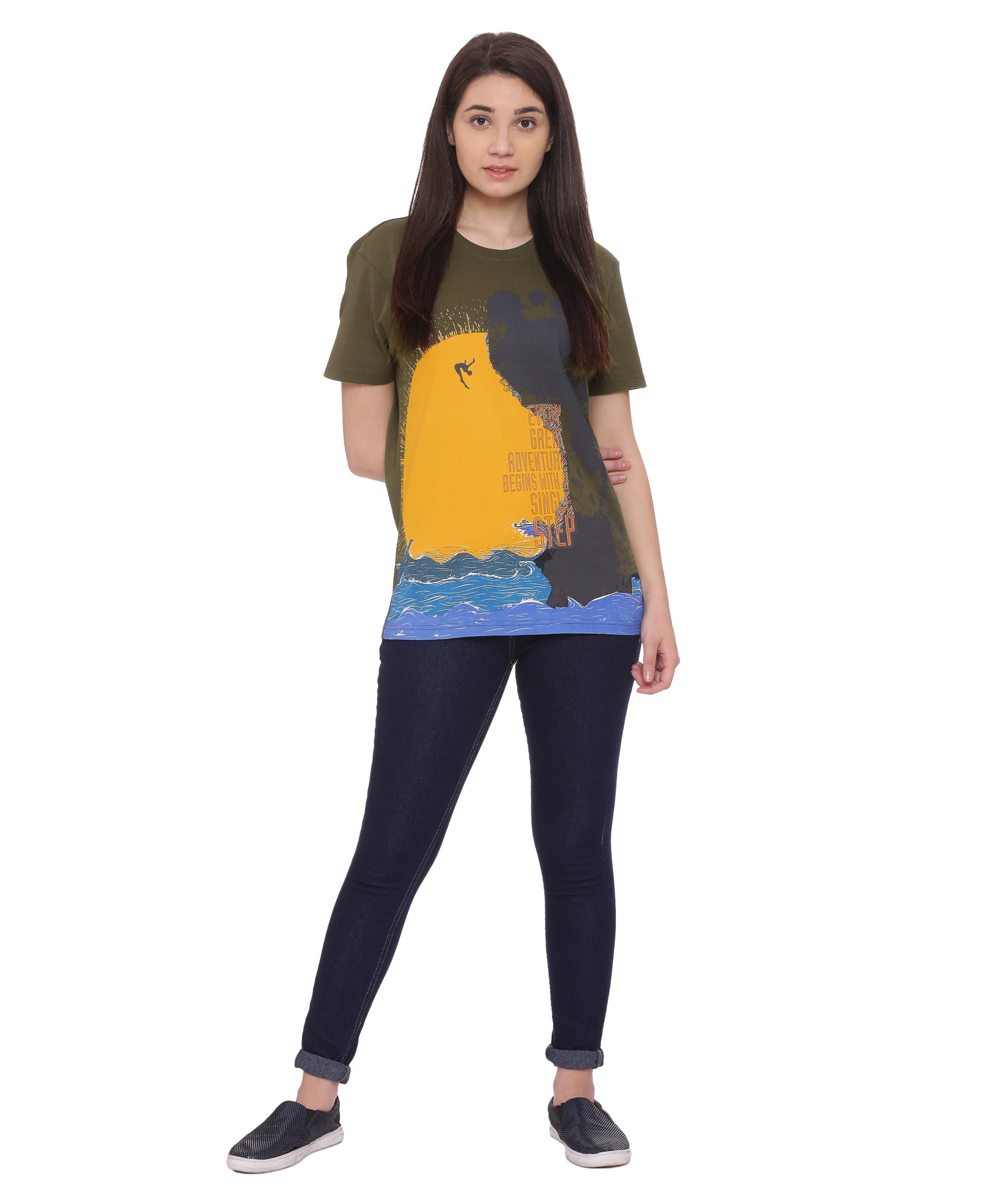 Wolfpack Women Single Step Green Printed T-Shirt Wolfpack