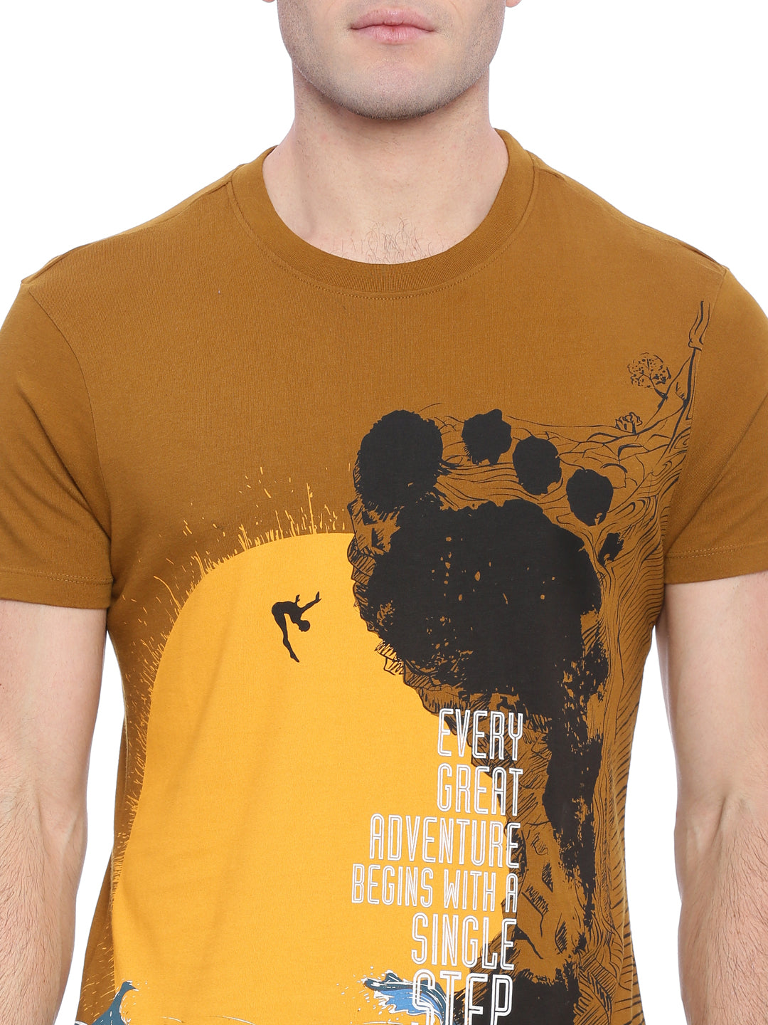 Wolfpack Men Brown Printed T-Shirt Wolfpack