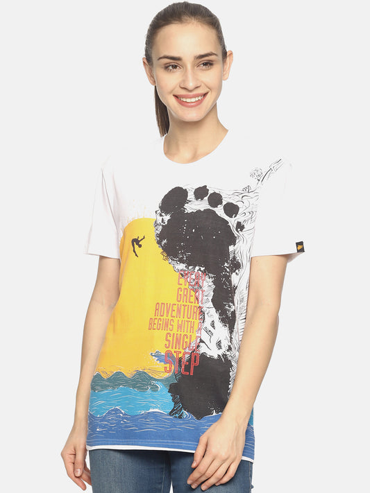 Wolfpack Women White Single Step Printed T-Shirt Wolfpack