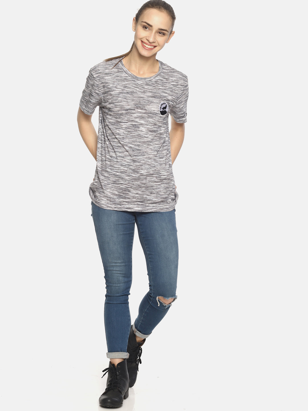 Wolfpack Black Space Dyed Women T-Shirt Wolfpack