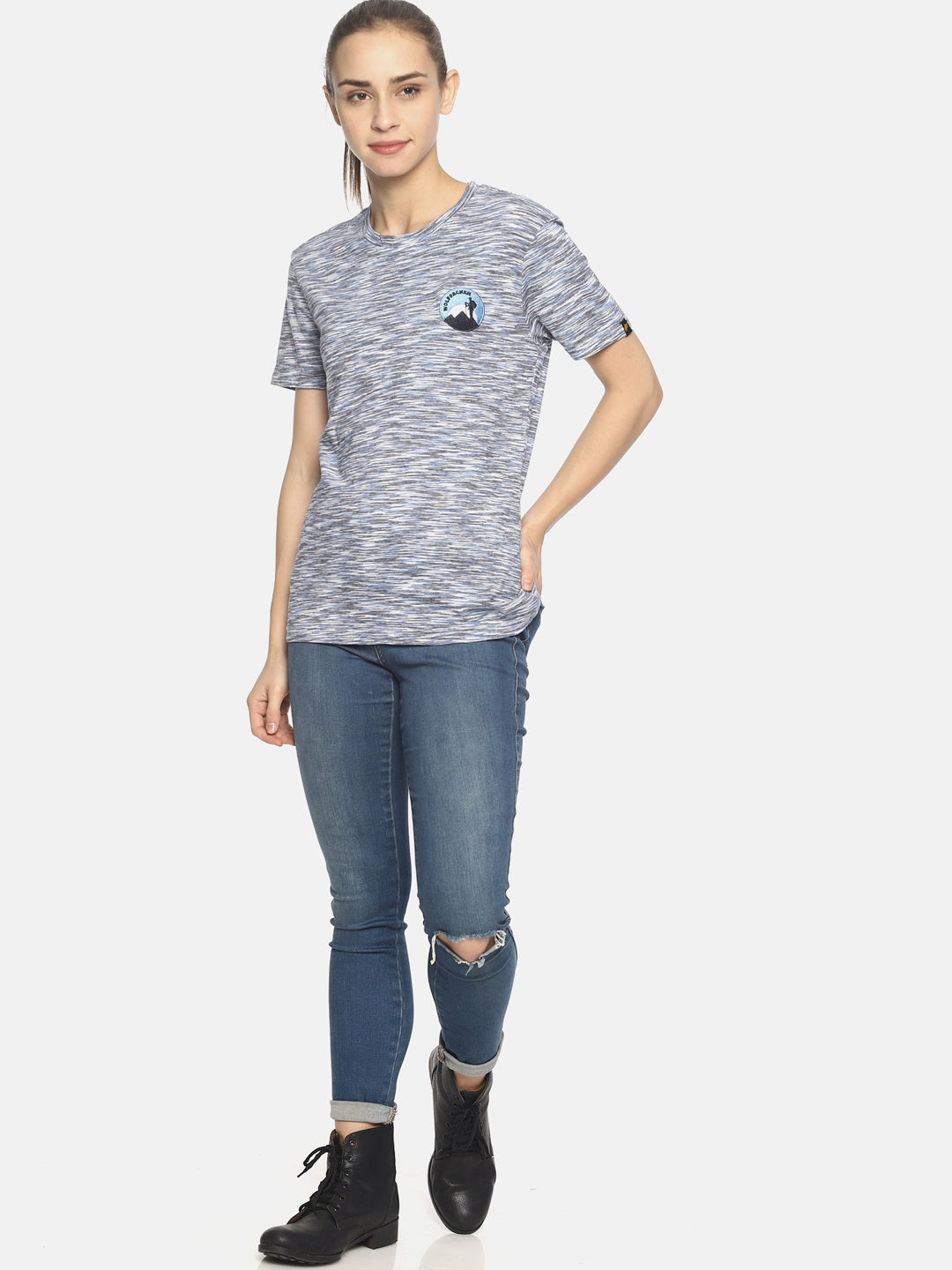 Wolfpack Blue Space Dyed Women T-Shirt Wolfpack