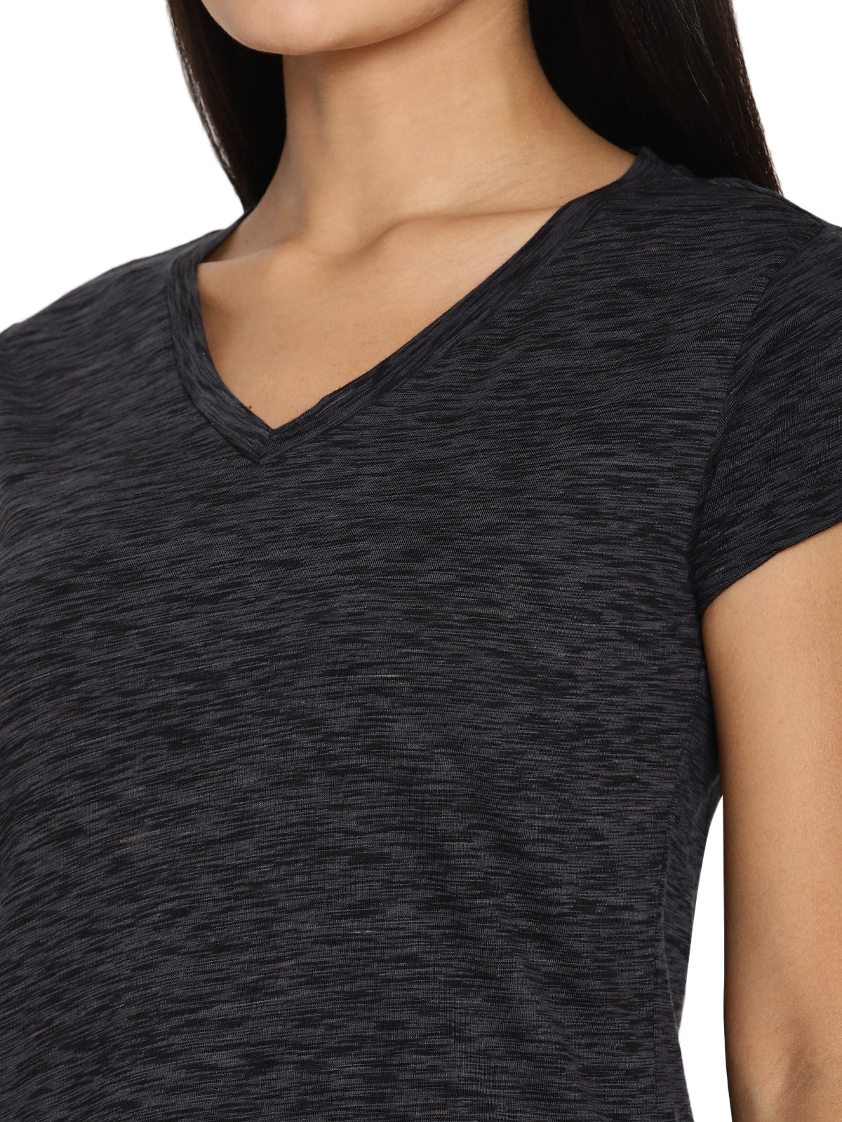 Wolfpack Women Black Space Dyed V Neck T-Shirt