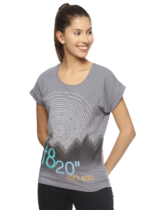 Wolfpack Women Light Grey Printed T-Shirt Wolfpack