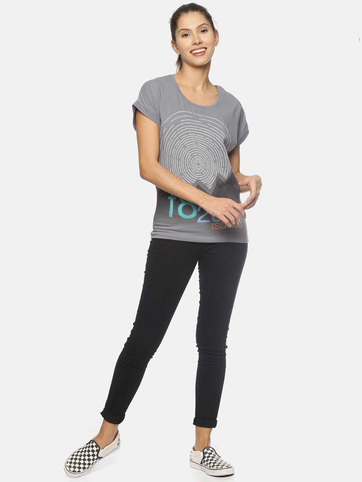 Wolfpack Women Light Grey Printed T-Shirt Wolfpack